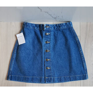 American Apparel Skirt Womens M Blue Denim Mini A Line Western Button Front NWT